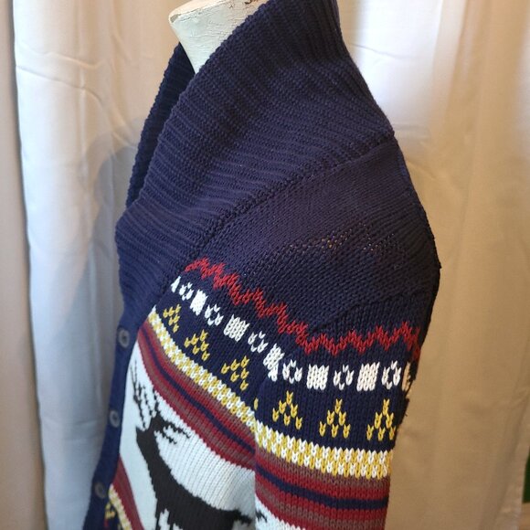 Men's O'Hanlon Mills button front shawl neck Christmas sweater - S - Picture 8 of 10